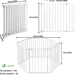 Barriere de securite cheminee pliable 3.75M 6 panneaux blanc-Vounot Discount