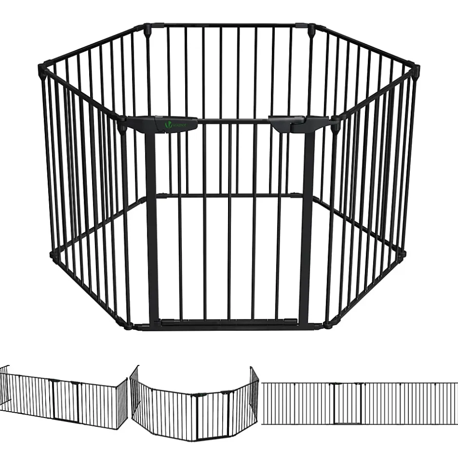 Barriere de securite cheminee pliable 3.75M 6 panneaux noir-Vounot Hot