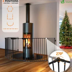 Barriere de securite cheminee pliable 3.75M 6 panneaux noir-Vounot Hot