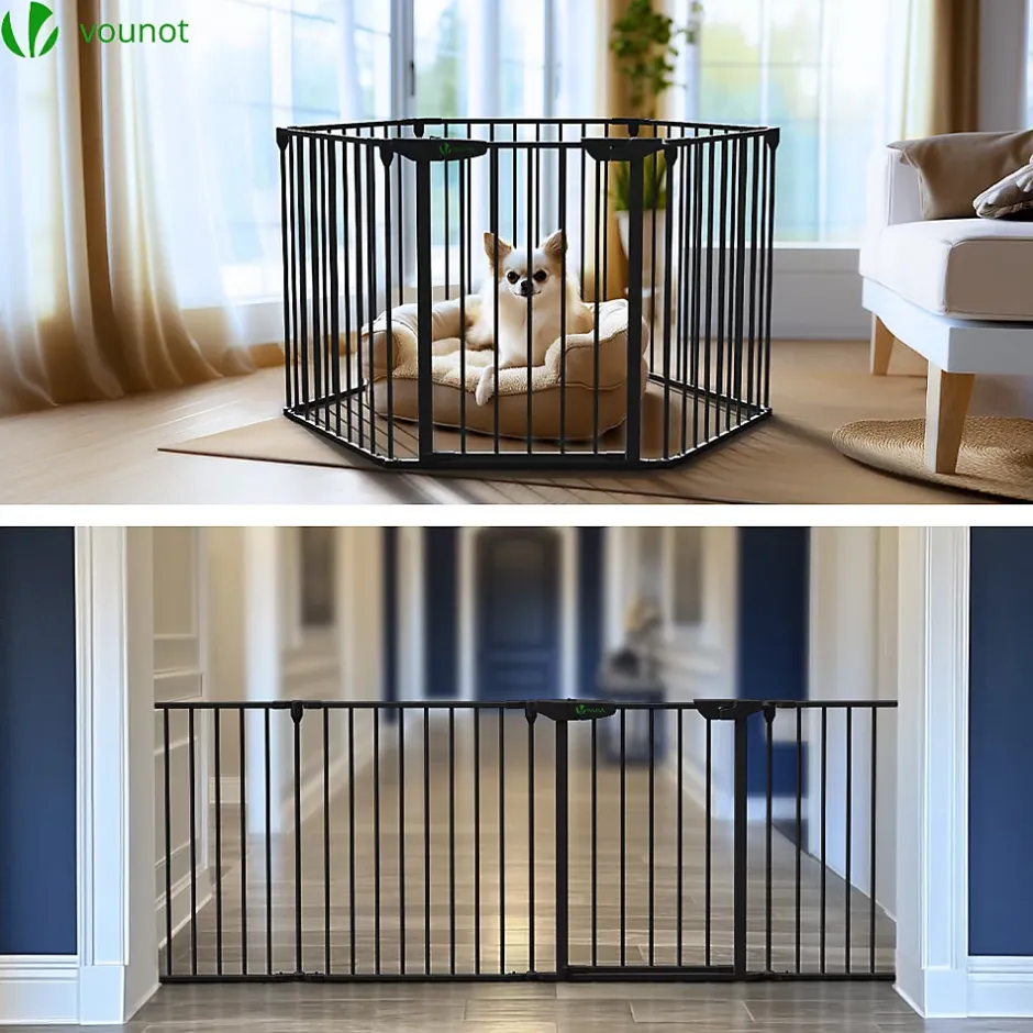 Barriere de securite cheminee pliable 3.75M 6 panneaux noir-Vounot Hot