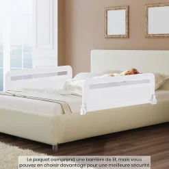 Barriere de Securite Enfant 100 cm, Barrière de Lit Bébé Rabattable avec Cadre en Métal, Housse Amovible, Gris-Giantex Clearance