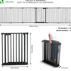 Barriere de securite Grande Version 3.6M 6 Panneaux noire-Vounot Sale