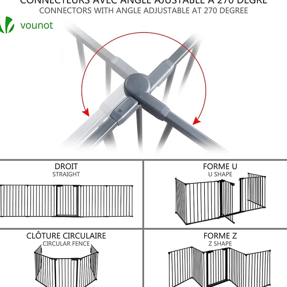 Vounot Barriere de securite GRANDE VERSION 3M 5 panneaux Pre assemble