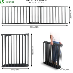 Vounot Barriere de securite GRANDE VERSION 3M 5 panneaux Pre assemble