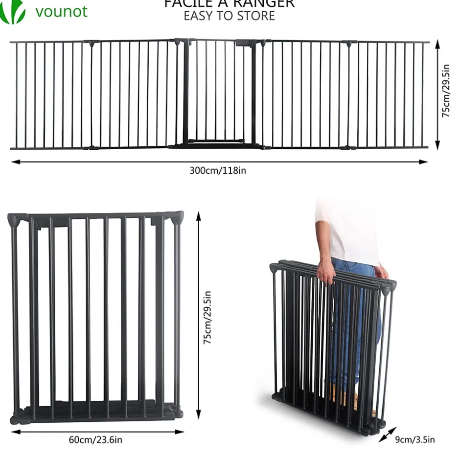 Vounot Barriere de securite GRANDE VERSION 3M 5 panneaux Pre assemble