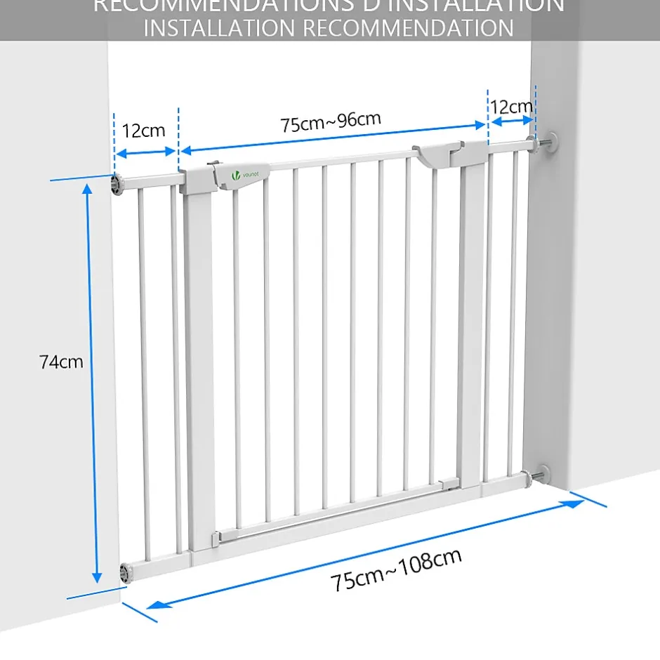 Vounot Barriere de Securite porte et escalier 100-108cm blanc pour animaux