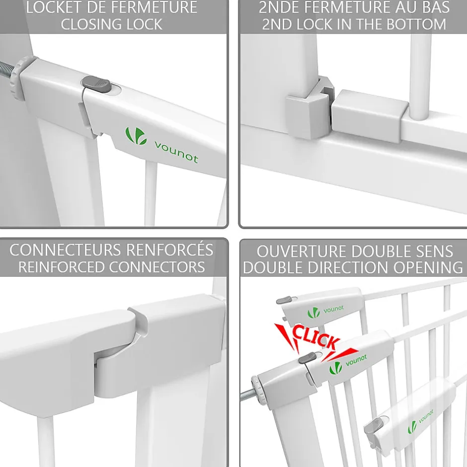 Vounot Barriere de Securite porte et escalier 100-108cm blanc pour animaux