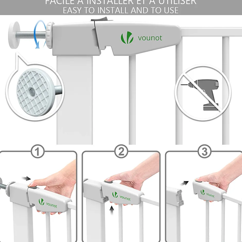 Vounot Barriere de Securite porte et escalier 100-108cm blanc pour animaux