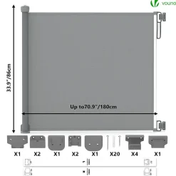 Barriere de securite retractable 180cm gris-Vounot New