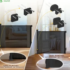 Barriere de securite retractable HAUTE 180x96cm noir-Vounot Clearance