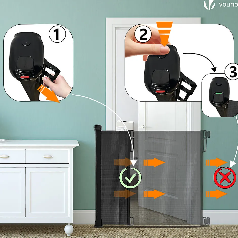 Barriere de securite retractable 180cm noir-Vounot New