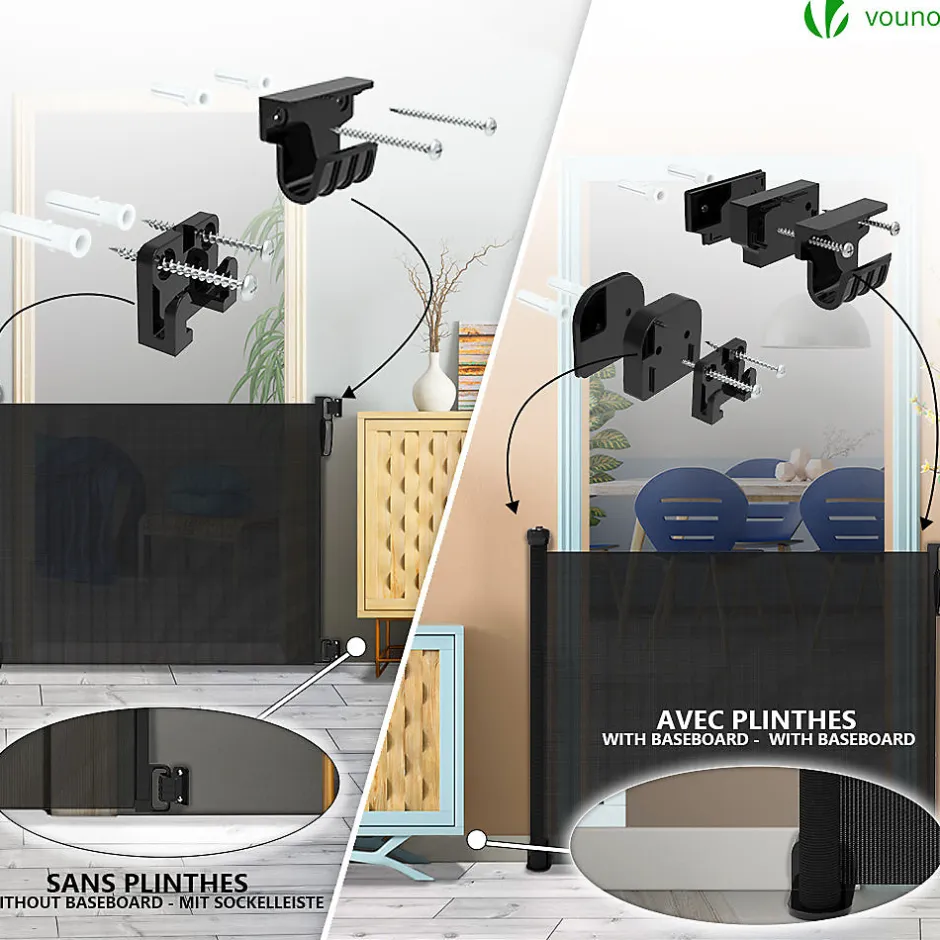 Barriere de securite retractable 180cm noir-Vounot New