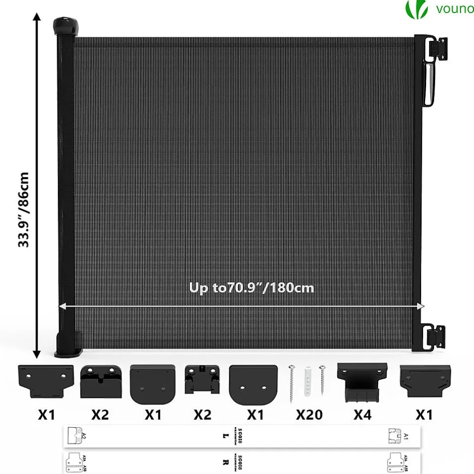 Barriere de securite retractable 180cm noir-Vounot New