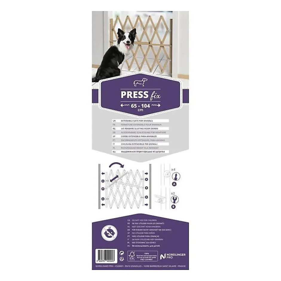 Nordlinger Pro Barrière amovible pour animaux sans perçage Press'Fix - Hauteur 83 cm, Largeur ajustable de 65 à 104 cm