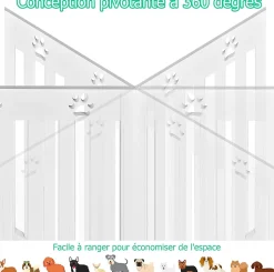 Giantex Barrière de Protection pour Chien Pliable Grille de Sécurité Pivotante par Charnière Barrière de Sécurité pour Animaux Blanc