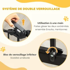 Barrière de sécurité animaux réglable L.74-80 cm porte double verrouillage petite porte sans perçage-PawHut Best