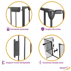 Barrière de sécurité enfant, bébé, animaux - 3 mètres, 5 panneaux modulables et pliables-Facility'S Online