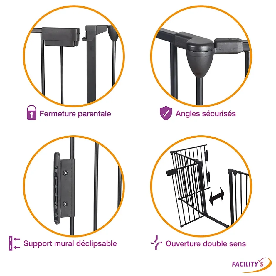 Barrière de sécurité enfant, bébé, animaux - 3 mètres, 5 panneaux modulables et pliables-Facility'S Online