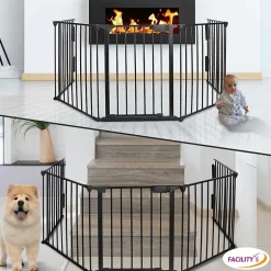 Barrière de sécurité enfant, bébé, animaux - 3 mètres, 5 panneaux modulables et pliables-Facility'S Online