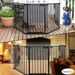 Barrière de sécurité enfant, bébé, animaux - 3 mètres, 5 panneaux modulables et pliables-Facility'S Online