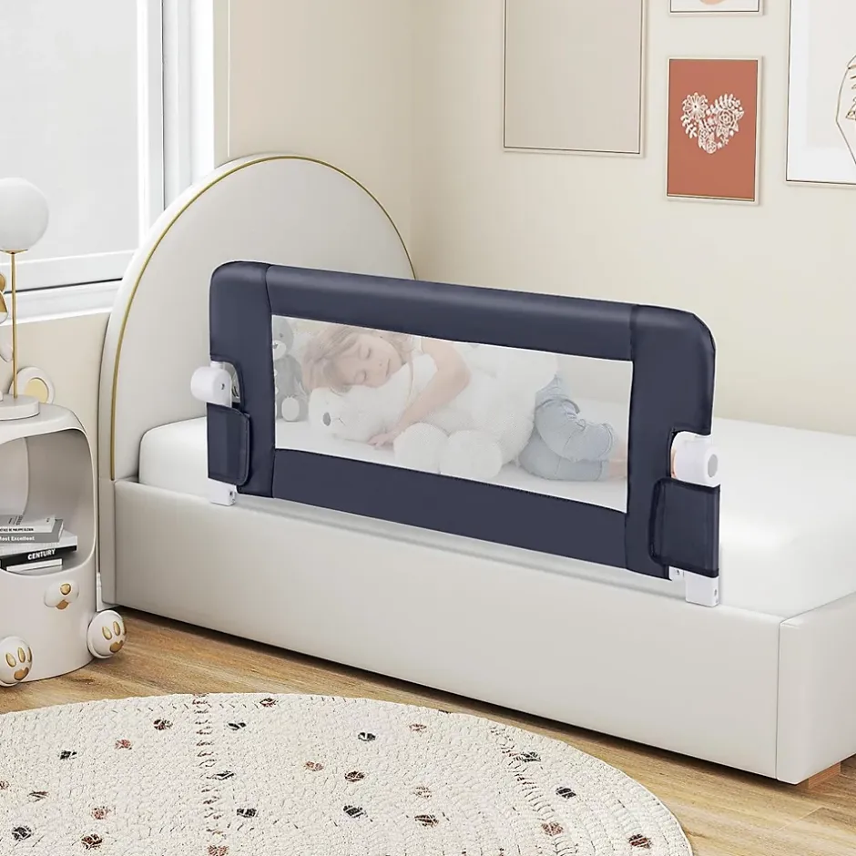 Barrière de Sécurité Enfant Lit, Barrière de Lit Enfant Bébé Pliable avec Mousse Souple, Gris, 105 x 40 x 42 CM-Giantex Discount