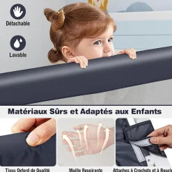 Barrière de Sécurité Enfant Lit, Barrière de Lit Enfant Bébé Pliable avec Mousse Souple, Gris, 105 x 40 x 42 CM-Giantex Discount