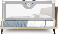 Giantex Barrière de Sécurité Enfant Lit Pliable, Barrière de Lit Enfant Bébé 0-3 Ans, Bords Arrondis et Maille, Gris, 174,5 X 25 X 72,5 CM