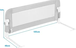 Giantex Barrière de Sécurité Enfant Lit, Barrière de Lit Enfant Bébé Pliable avec Mousse Souple, Gris, 105 x 40 x 42 CM