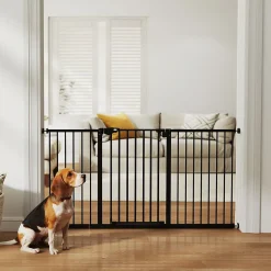 PawHut Barrière de sécurité longueur réglable porte double verrouillage sans perçage acier plastique noir