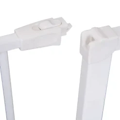 PawHut Barrière de sécurité longueur réglable dim. 76-107l x 76H cm sans perçage métal plastique blanc