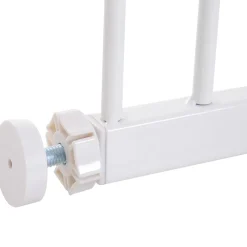 PawHut Barrière de sécurité longueur réglable dim. 76-107l x 76H cm sans perçage métal plastique blanc