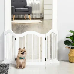 Barrière modulable pliable barrière de sécurité 154,5L x 61H cm MDF blanc-PawHut New