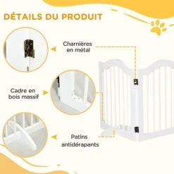 Barrière modulable pliable barrière de sécurité 154,5L x 61H cm MDF blanc-PawHut New