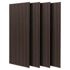 Frankystar Beethoven - Lot de 4 panneaux acoustiques à lattes en bois 150x60 cm, marron foncé