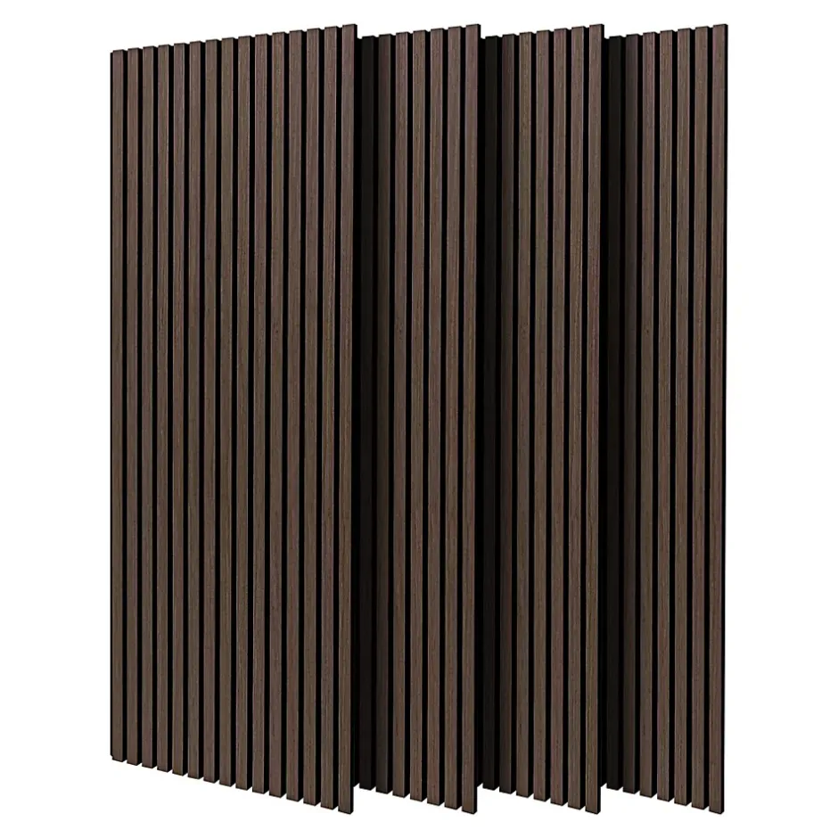 Frankystar Beethoven - Lot de 4 panneaux acoustiques à lattes en bois 150x60 cm, marron foncé