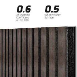 Frankystar Beethoven - Lot de 4 panneaux acoustiques à lattes en bois 150x60 cm, marron foncé