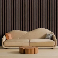 Frankystar Beethoven - Lot de 4 panneaux acoustiques à lattes en bois 150x60 cm, marron foncé