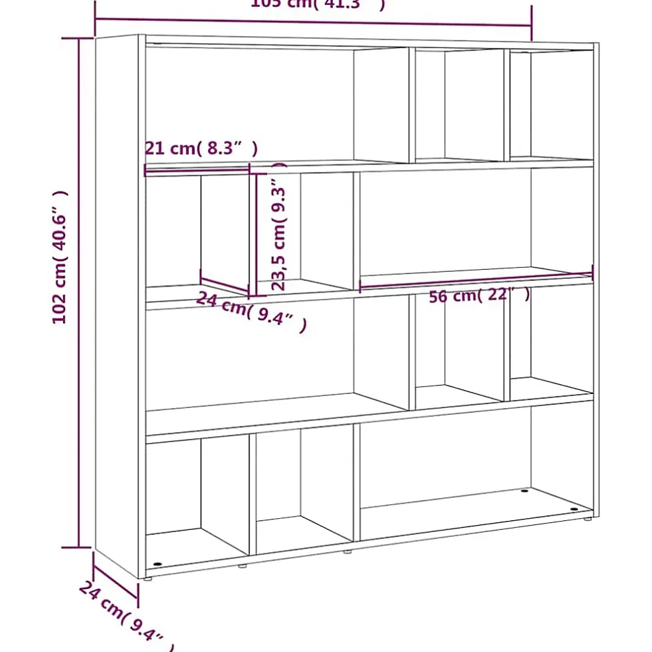 Vidaxl Bibliothèque/Cloison de séparation Noir 105x24x102 cm