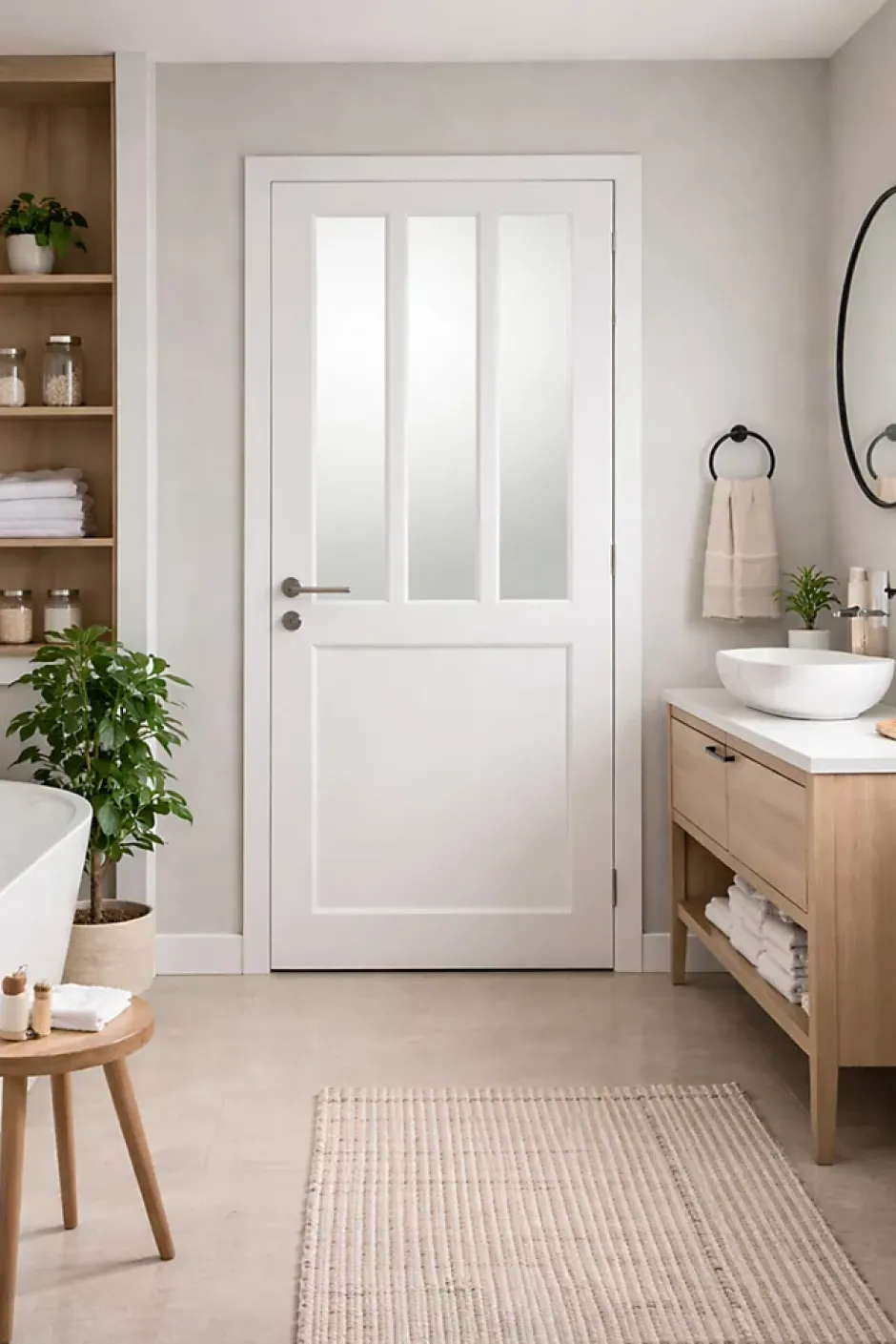 Bloc Porte Atelier Blanc Vitre Depoli H204 X L73 Côte Tableau P.gauche,poignee Pomerol-Gd Menuiseries Online