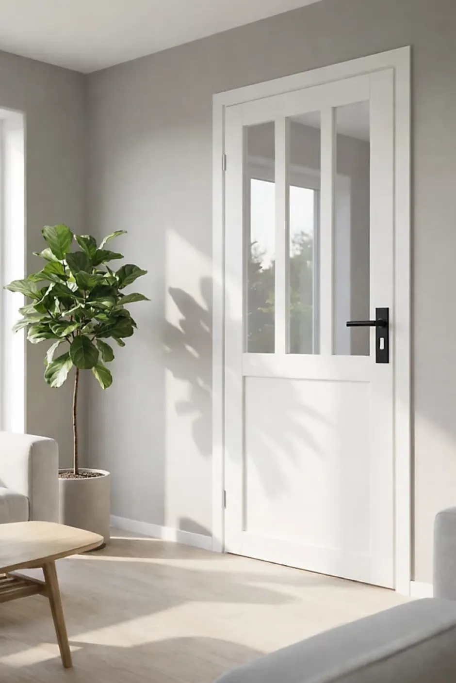 Bloc Porte Atelier Blanc H204 X L83 Côte Tableau P.droite,poignee-Gd Menuiseries New