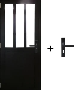 Gd Menuiseries Bloc Porte Atelier Noir H204 X L83 Côte Tableau P.droite, Poignee