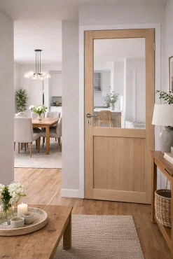 Bloc Porte Atelier Placage Chene H204 X L83 Côte Tableau P.gauche, Poignee Pomerol-Gd Menuiseries Best