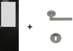 Gd Menuiseries Bloc Porte Athena Noir H204 X L83 Côte Tableau P.gauche,poignee Pomerol