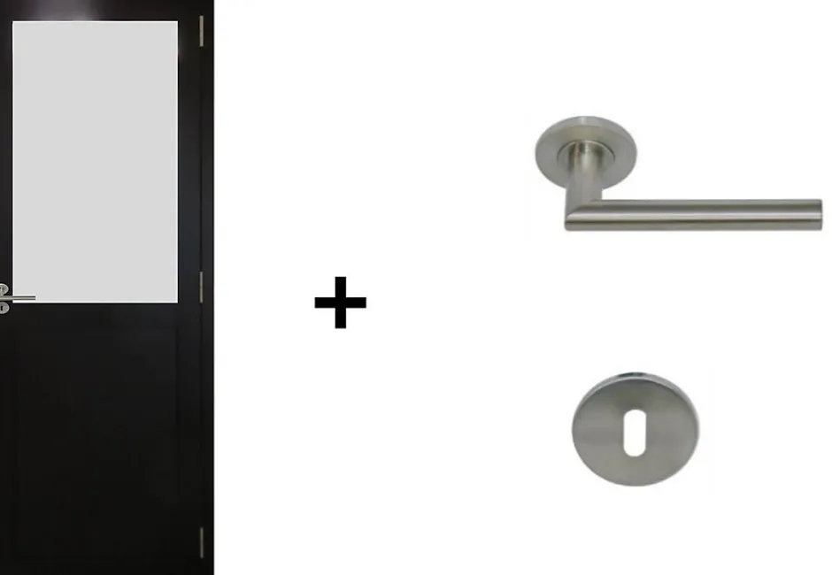 Gd Menuiseries Bloc Porte Athena Noir H204 X L83 Côte Tableau P.gauche,poignee Pomerol