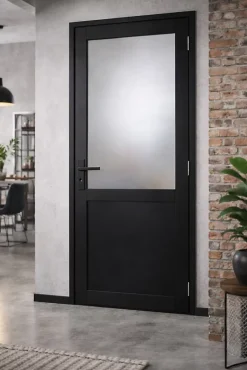 Gd Menuiseries Bloc Porte Athena Noir H204 X L83 Côte Tableau P.gauche,poignee