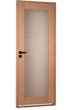 Bloc porte bois Cassiopéia 830 droit chêne européen 1 vitrage huisserie de 92-Lynporte Outlet