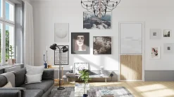 Bloc Porte Contemporain H. 204 X 83 X 3 cm cadre en aluminium blanc et verre Depoli blanc chêne terra Droit-Optimum Best