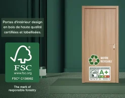 Reivilo Bloc porte fin de chantier Matild, chêne brut, réversible, H.204 x l.93 cm