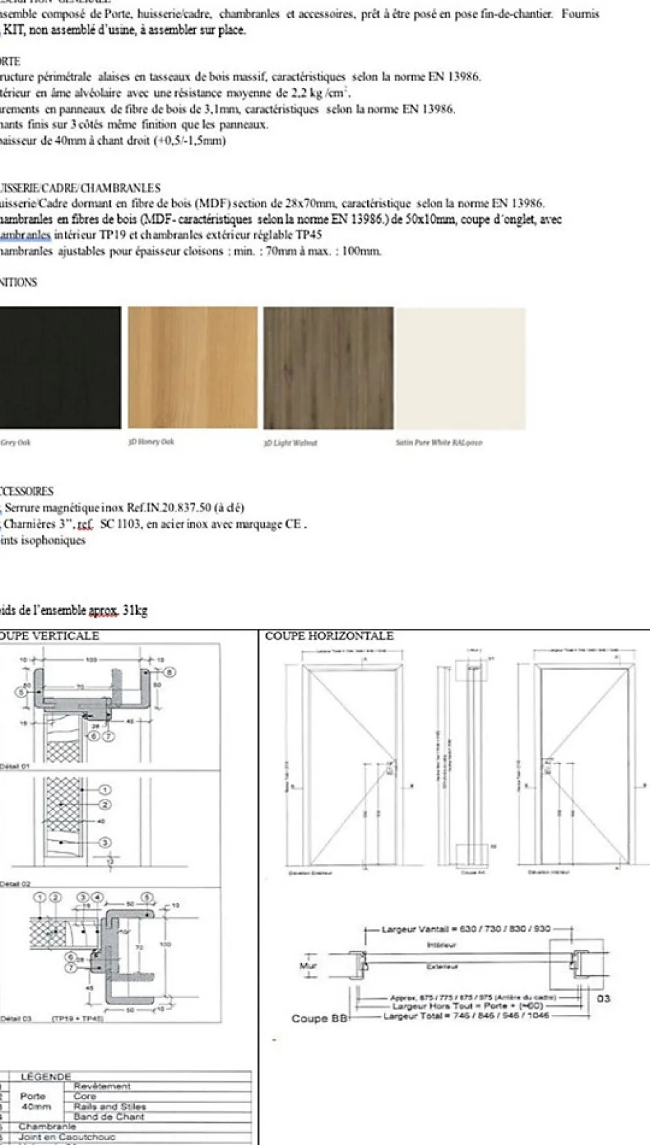 Gd Menuiseries Bloc Porte Grey Oak H204 X L83 Côte Tableau P.droite