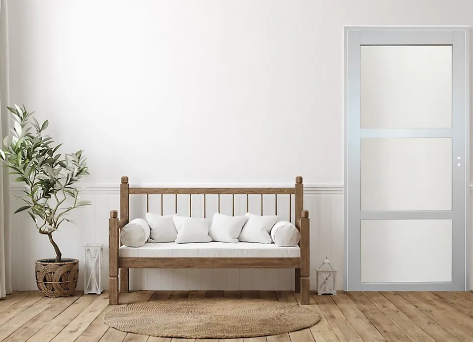 Bloc Porte Greyria Gris Ral7035 Vitrée H204 X L83 Côte Tableau P.gauche-Gd Menuiseries Hot